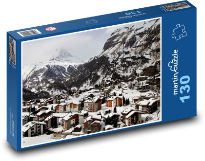 Zermatt - Szwajcaria, zaśnieżone góry - Puzzle 130 elementów, rozmiar 28,7x20 cm