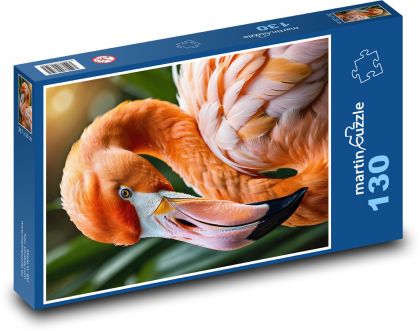 Flamingo - ein Vogel mit langem Schnabel - Puzzle - 130 Teile
