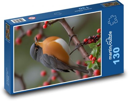 Lipstick - a bird sitting  on a branch - Puzzle 130 pieces, size 28.7x20 cm 