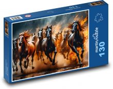 Bežiace stádo koní Puzzle 130 dielikov - 28,7 x 20 cm