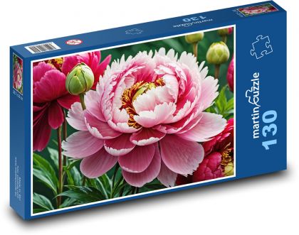 Ružová pivonka - kvet leta - Puzzle 130 dielikov, rozmer 28,7x20 cm 