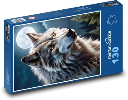 Vlk při úplňku - puzzle 130 dílků