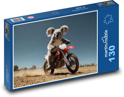 Medvídek koala jede na motorce  - Puzzle 130 dílků, rozměr 28,7x20 cm
