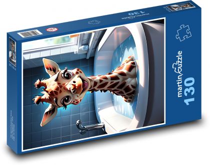 Little giraffe in the tub - Puzzle 130 pieces, size 28.7x20 cm 