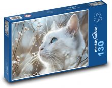 White cat - pet, nature Puzzle 130 pieces - 28.7 x 20 cm 