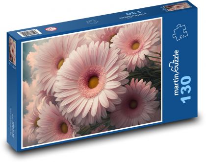 Rosa Gerberas - Blumen - Puzzle - 130 Teile