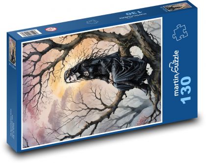 Žena v lese na strome - Puzzle 130 dielikov, rozmer 28,7x20 cm 