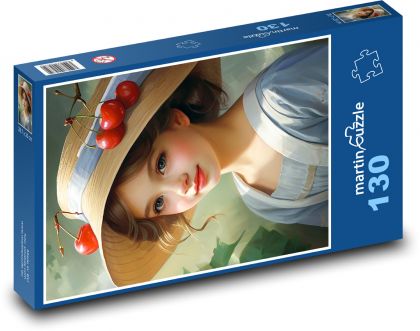 Portrét dítěte v klobouku - Puzzle 130 dílků, rozměr 28,7x20 cm