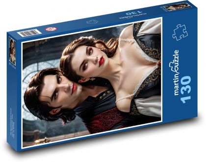 Zamilovaný pár - muž a žena - Puzzle 130 dílků, rozměr 28,7x20 cm