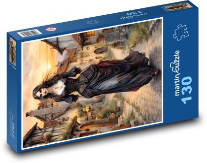 Žena jdoucí středověkou ulicí - puzzle 130 dílků