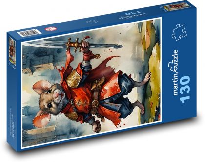 Mysz w kostiumie rycerza - Puzzle 130 elementów, rozmiar 28,7x20 cm