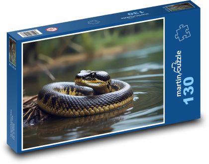 A snake lying in the water - Puzzle 130 pieces, size 28.7x20 cm 