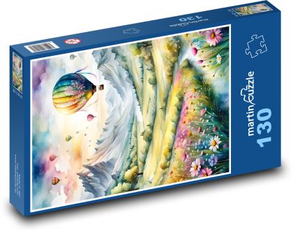 Teplovzdušné balóny - Puzzle 130 dielikov, rozmer 28,7x20 cm 