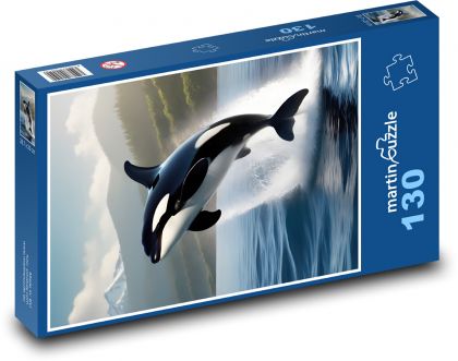Veľryba vyskakujúca z mora - Puzzle 130 dielikov, rozmer 28,7x20 cm 