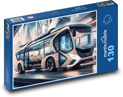 Nowoczesny autobus - Puzzle 130 elementów, rozmiar 28,7x20 cm