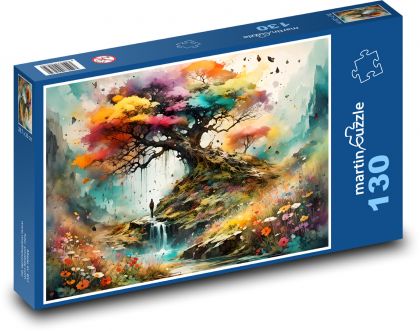 Farebný strom v lese - Puzzle 130 dielikov, rozmer 28,7x20 cm 