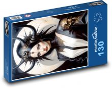 Kobieta w czarnej sukience Puzzle 130 elementów - 28,7x20 cm