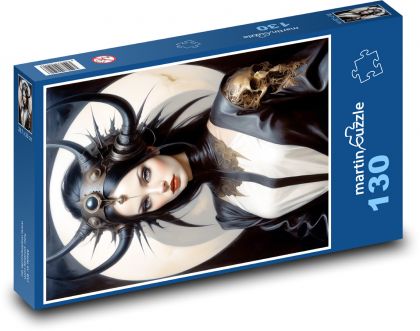 Kobieta w czarnej sukience - Puzzle 130 elementów, rozmiar 28,7x20 cm