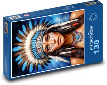 Žena s indiánskou čelenkou Puzzle 130 dílků - 28,7 x 20 cm