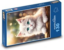 Malé biele mačiatko Puzzle 130 dielikov - 28,7 x 20 cm 