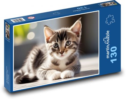 Kot domowy - Puzzle 130 elementów, rozmiar 28,7x20 cm