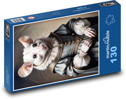 Myš v dámskych šatách - Puzzle 130 dielikov, rozmer 28,7x20 cm 