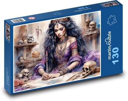 Kobieta pisze list - Puzzle 130 elementów, rozmiar 28,7x20 cm