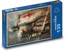 Rytíř - bojovník s mečem Puzzle 130 dílků - 28,7 x 20 cm