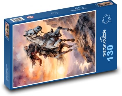 A man on a galloping horse - Puzzle 130 pieces, size 28.7x20 cm 