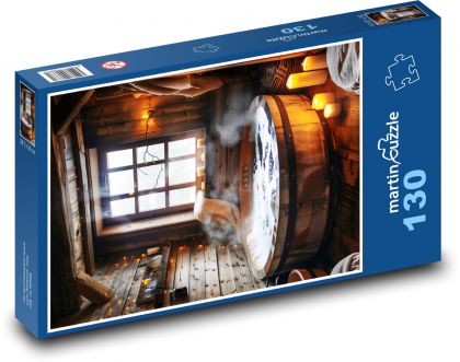 Sauna - vaňa, kúpeľňa - Puzzle 130 dielikov, rozmer 28,7x20 cm 