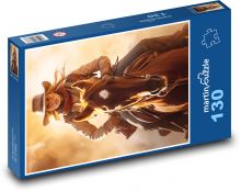 Žena - kůň, kovboj Puzzle 130 dílků - 28,7 x 20 cm