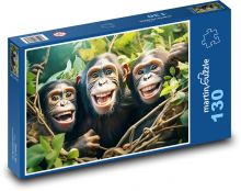 Lachende Affen - Schimpansen, Tiere Puzzle 130 Teile - 28,7x20 cm