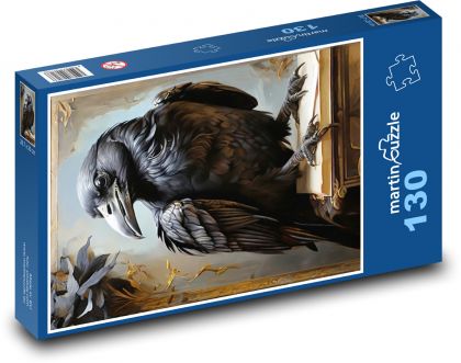Havran - čierny vták, zviera - Puzzle 130 dielikov, rozmer 28,7x20 cm 