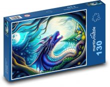 Drak - měsíc, strom Puzzle 130 dílků - 28,7 x 20 cm