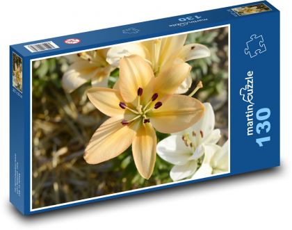 Žltá ľalia - letný kvet, kvet v záhrade - Puzzle 130 dielikov, rozmer 28,7x20 cm 
