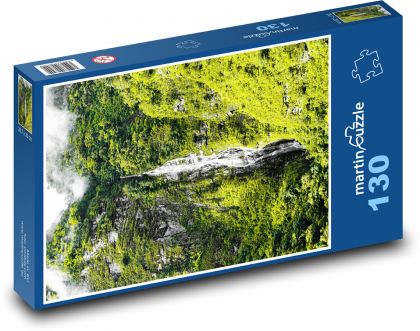 Waterfall in the forest - mountain, stomas - Puzzle 130 pieces, size 28.7x20 cm 