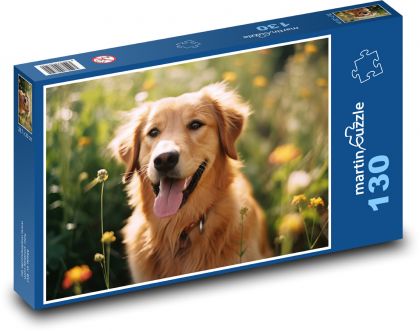 Pes - zviera na lúke, domáce zviera - Puzzle 130 dielikov, rozmer 28,7x20 cm 