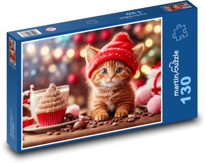 Kotě má oslavu narozenin - puzzle 130 dílků