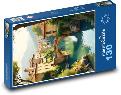 Bridge across the river in - Puzzle 130 pieces, size 28.7x20 cm 
