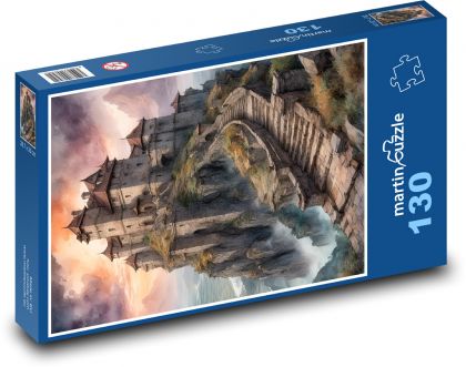 Tajomný stredoveký hrad - Puzzle 130 dielikov, rozmer 28,7x20 cm 