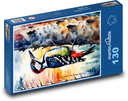 Ďateľ v lese na strome - Puzzle 130 dielikov, rozmer 28,7x20 cm 