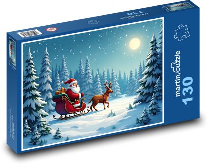 Santa se sobem veze dárky - puzzle 130 dílků