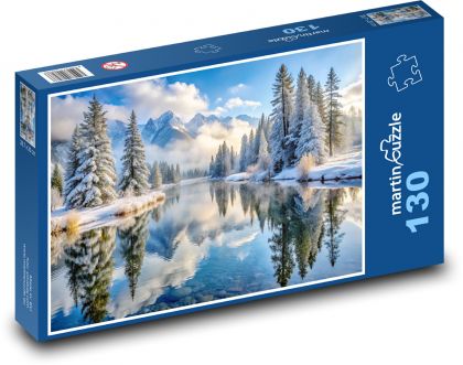 Śnieżny zimowy krajobraz - Puzzle 130 elementów, rozmiar 28,7x20 cm