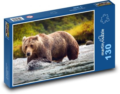 Lov medveďov v rieke - Puzzle 130 dielikov, rozmer 28,7x20 cm 