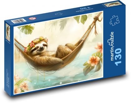 Leniwiec śmiejący się na huśtawce - Puzzle 130 elementów, rozmiar 28,7x20 cm