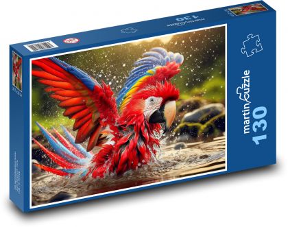 Ara-Papagei im Wasser - Puzzle - 130 Teile