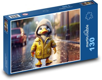 Cute duckling in the rain - Puzzle 130 pieces, size 28.7x20 cm 