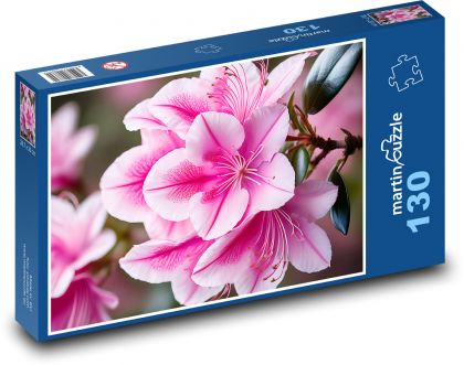 Różowe kwiaty azalii - Puzzle 130 elementów, rozmiar 28,7x20 cm