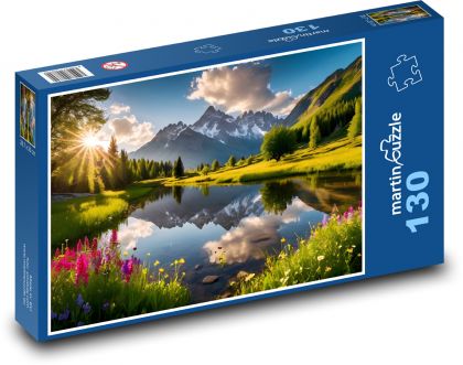 Romantyczna natura w górach - Puzzle 130 elementów, rozmiar 28,7x20 cm