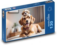 Roztomilé štěně s maminkou Puzzle 130 dílků - 28,7 x 20 cm